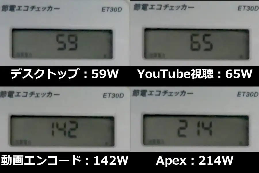 5700X RTX5060 消費電力