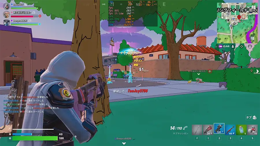 9700XとRTX5070TiでFORTNITEをプレイ