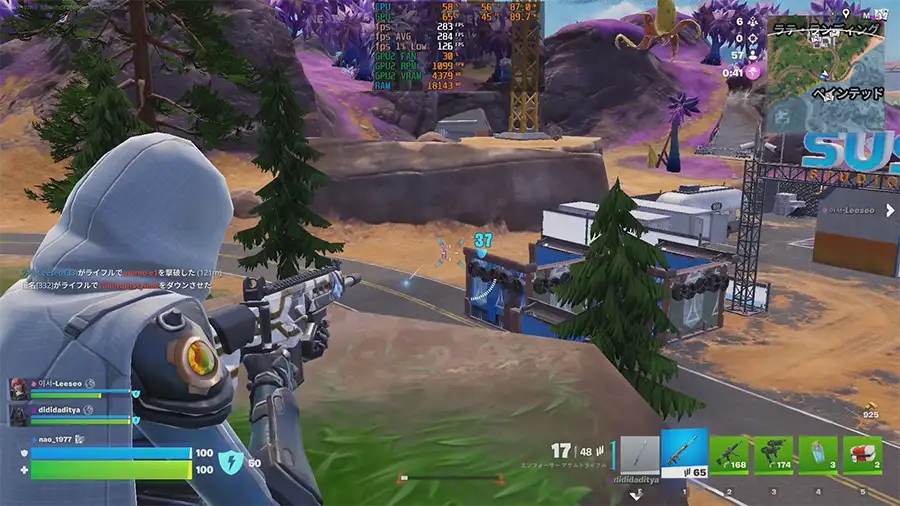 9700XとRTX5060TiでFORTNITEをプレイ