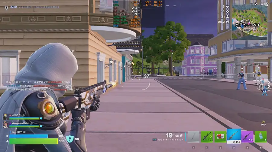 9700XとRTX5070でFORTNITEをプレイ