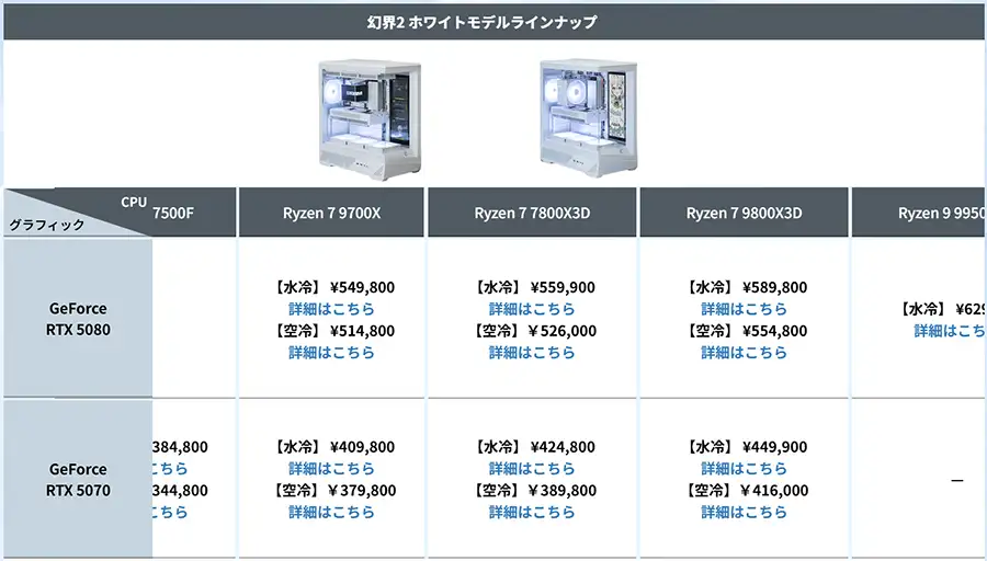 幻界2 ホワイト ラインナップ